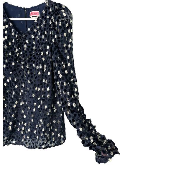 Kate Spade Scatter Dot Top Celestial Blue Women's XS Burnout Velvet Metallic - Picture 5 of 9